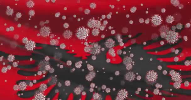 Covid Virus Pandemic Albania Albanian National Flag Coronavirus — Stock Video