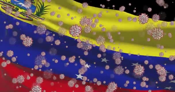 Covid Virus Pandemie Venezuela Venezolaanse Nationale Vlag Met Coronavirus — Stockvideo