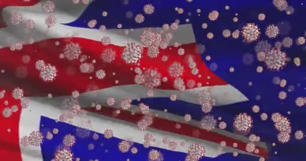 Covid Virus Pandemie Australien Australische Nationalflagge Mit Coronavirus — Stockvideo