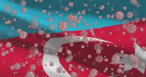 Azerbaycan Covid Virüs Salgını Coronavirüslü Azerbaycan Ulusal Bayrağı — Stok video