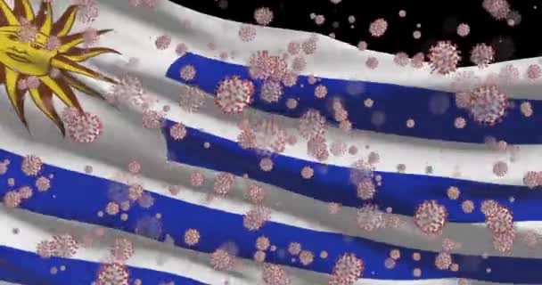 Covid Viruspandemi Uruguay Uruguayas Nationella Flagga Med Coronavirus — Stockvideo