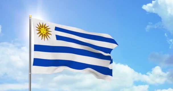 Uruguay Política Noticias Bandera Nacional Uruguaya Imágenes Fondo Del Cielo — Vídeos de Stock