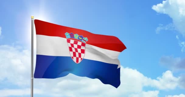 Croacia Política Noticias Bandera Nacional Croata Imágenes Fondo Del Cielo — Vídeos de Stock