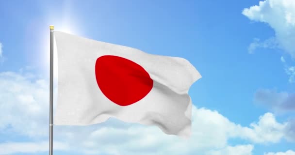 Japon Politique Nouvelles Drapeau National Japonais Sur Fond Ciel — Video