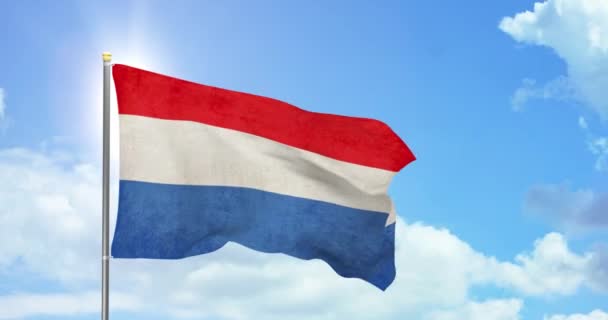 Holandia Polityka Wiadomości Holenderska Flaga Narodowa Tle Nieba — Wideo stockowe