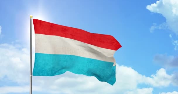 Luksemburg Polityka Wiadomości Luksemburska Flaga Narodowa Tle Nieba — Wideo stockowe