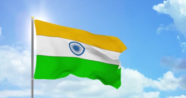 Inde Politique Nouvelles Drapeau National Indien Sur Fond Ciel — Video