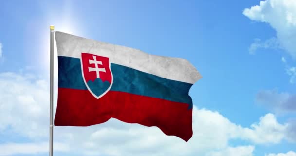 Slovakya Siyaseti Haberleri Gökyüzü Arkaplan Görüntülerinde Slovakya Ulusal Bayrağı — Stok video