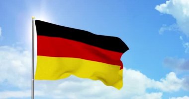 Almanya siyaseti ve haberleri. Gökyüzü arkaplan görüntülerinde Alman ulusal bayrağı