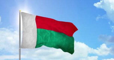 Madagaskar politikası ve haberleri. Madagaskar ulusal bayrağı gökyüzü arkaplan görüntülerinde