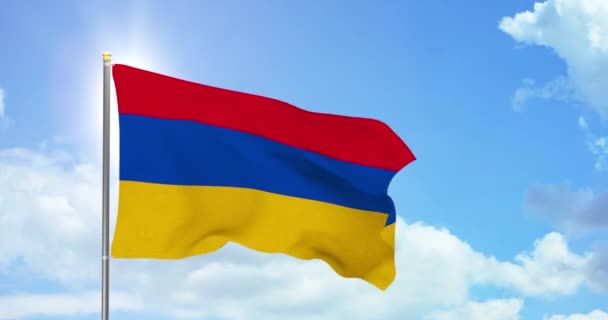 Armenien Politik Und Nachrichten Armenische Nationalflagge Himmel — Stockvideo