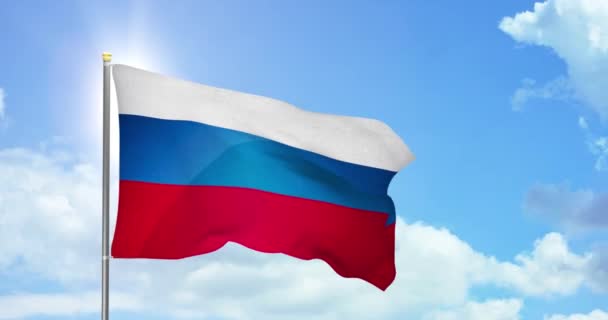 Rosyjska Polityka Wiadomości Rosyjska Flaga Narodowa Tle Nieba — Wideo stockowe