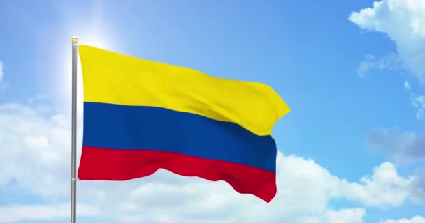 Politiek Nieuws Colombia Colombiaanse Nationale Vlag Lucht Achtergrond Beelden — Stockvideo