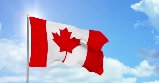 Kanadai Politika Hírek Kanadai Nemzeti Zászló Égbolt Háttér Felvételek — Stock videók