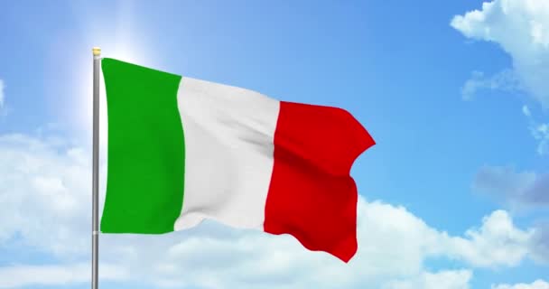 Włochy Polityka Wiadomości Włoska Flaga Narodowa Tle Nieba — Wideo stockowe