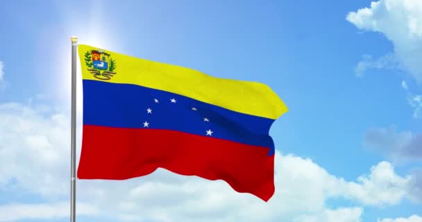 Venezuela Política Noticias Bandera Nacional Venezolana Imágenes Fondo Del Cielo — Vídeos de Stock