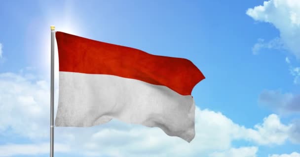 Indonesien Politik Und Nachrichten Indonesische Nationalflagge Himmel — Stockvideo