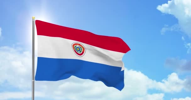 Paragwajska Polityka Wiadomości Paragwajska Flaga Narodowa Tle Nieba — Wideo stockowe