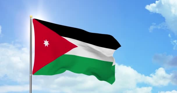 ヨルダンの政治とニュース ヨルダン国旗の空の背景映像 — ストック動画