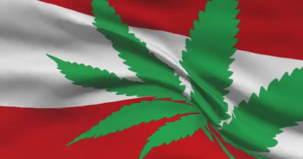 Bandeira Nacional Austríaca Com Folha Cannabis Estado Legal Maconha Medicinal — Vídeo de Stock