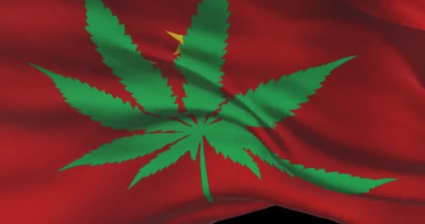 Bandera Nacional China Con Hoja Cannabis Estatuto Legal Marihuana Medicinal — Vídeo de stock