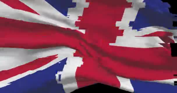 United Kingdom National Flag Digital Glitch Cyber Attack Hacking Concept — Stock Video