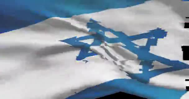 Israelisk Nationalflagga Med Digitalt Glapp Cyber Attack Och Hacka Koncept — Stockvideo