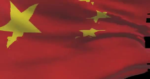具有数字故障的中国国旗 网络攻击和黑客概念 中国政府与网络犯罪 — 图库视频影像