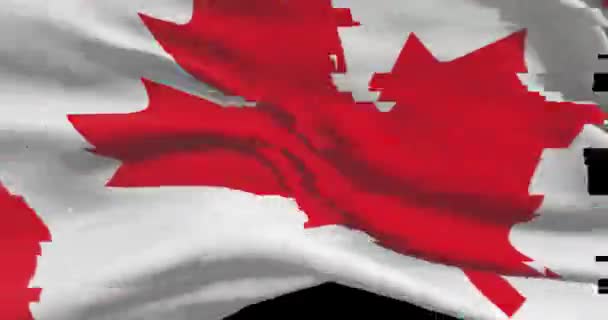 Kanadensisk Nationalflagga Med Digitalt Glapp Cyber Attack Och Hacka Koncept — Stockvideo