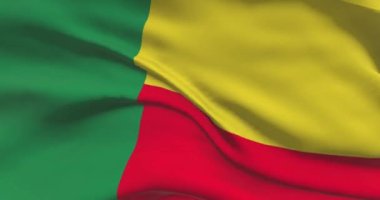 Benin Ulusal Bayrak Görüntüsü. Benin rüzgarda bayrak sallıyor