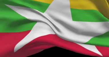 Myanmar ulusal bayrak görüntüsü. Myanmarian rüzgarda bayrak sallıyor