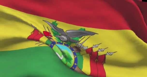 Кадры Боливийского Национального Флага Боливия Размахивает Флагом Страны Ветру — стоковое видео