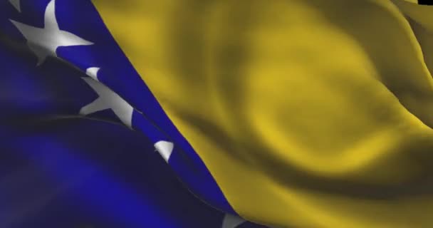 Filmati Della Bandiera Nazionale Della Bosnia Erzegovina Bosnia Erzegovina Sventola — Video Stock