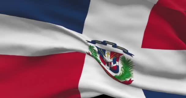 Національний Прапор Домініканської Республіки Домініканська Республіка Під Вітром Махає Прапором — стокове відео