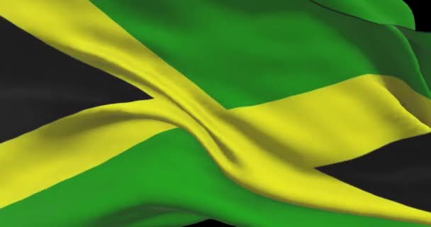 Imágenes Bandera Nacional Jamaiquina Jamaica Ondeando Bandera Del País Viento — Vídeos de Stock