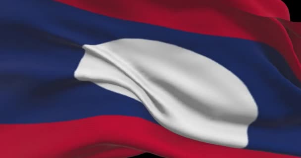 Laos Nationella Flaggfilm Laos Viftande Land Flagga Vinden — Stockvideo