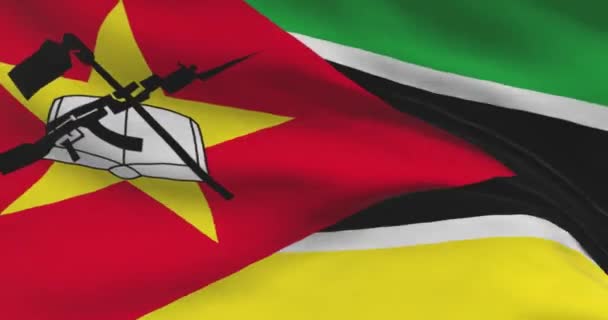 Mozambik Ulusal Bayrak Görüntüleri Mozambik Rüzgarda Bayrak Sallıyor — Stok video
