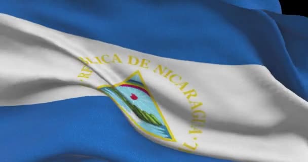 Imágenes Bandera Nacional Nicaragüense Nicaragua Ondeando Bandera Del País Viento — Vídeos de Stock