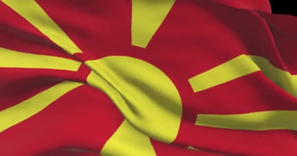 北マケドニア国旗の映像 北マケドニア風に国旗を振って — ストック動画
