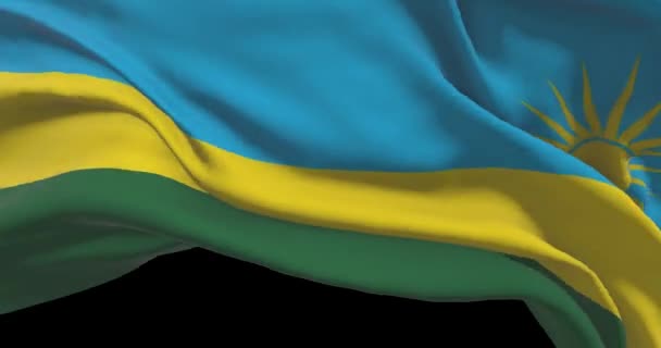 Rwanda Nationale Vlag Beelden Rwandese Zwaaiende Landvlag Wind — Stockvideo