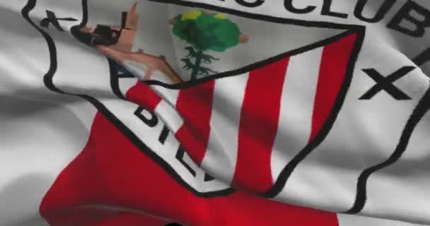 Athletic Bilbao Mengibarkan Bendera Latar Belakang Klub Sepak Bola Athletic — Stok Video