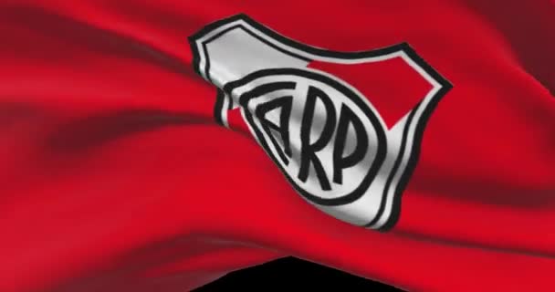 Der River Plate Schwenkt Flagge River Plate Fußballverein Hintergrund Logo — Stockvideo