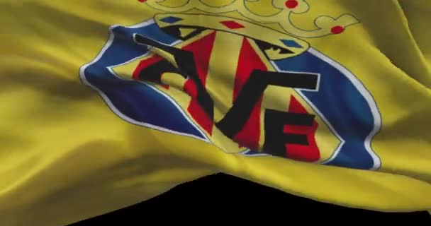 Villarreal Mává Vlajkou Villarreal Fotbalový Klub Pozadí Logo Fotbalového Týmu — Stock video