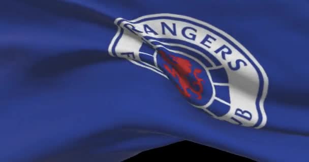 Rangers Sventola Bandiera Storia Della Squadra Football Dei Rangers Logo — Video Stock