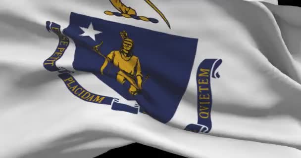 Bandiera Statale Del Massachusetts Stati Uniti America Notizie Politica Illustrazione — Video Stock