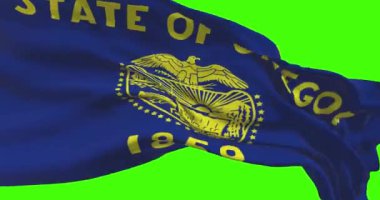 Oregon eyalet bayrağı. Ya da Amerika Birleşik Devletleri Haberleri ve Siyaset İllüstrasyonu