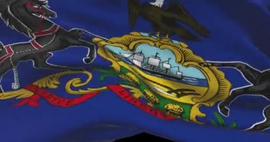 Pennsylvania eyalet bayrağı. PA Amerika Birleşik Devletleri haber ve politika illüstrasyonu