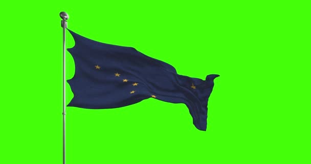 Alaska State Flag Zwaaien Chroma Key Achtergrond Verenigde Staten Van — Stockvideo