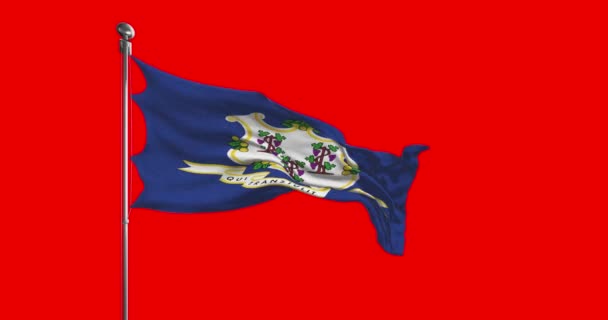 Connecticut State Flag Waving Chroma Key Background United States America — Stock video