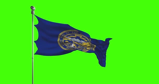 Nebraska State Flag Sventola Sfondo Chiave Cromatica Unisce Filmati Degli — Video Stock